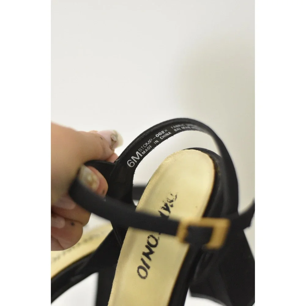D'Antonio Stomp-002x Platform Sandals Women 6M Black Y2K Block Heel Square Toe